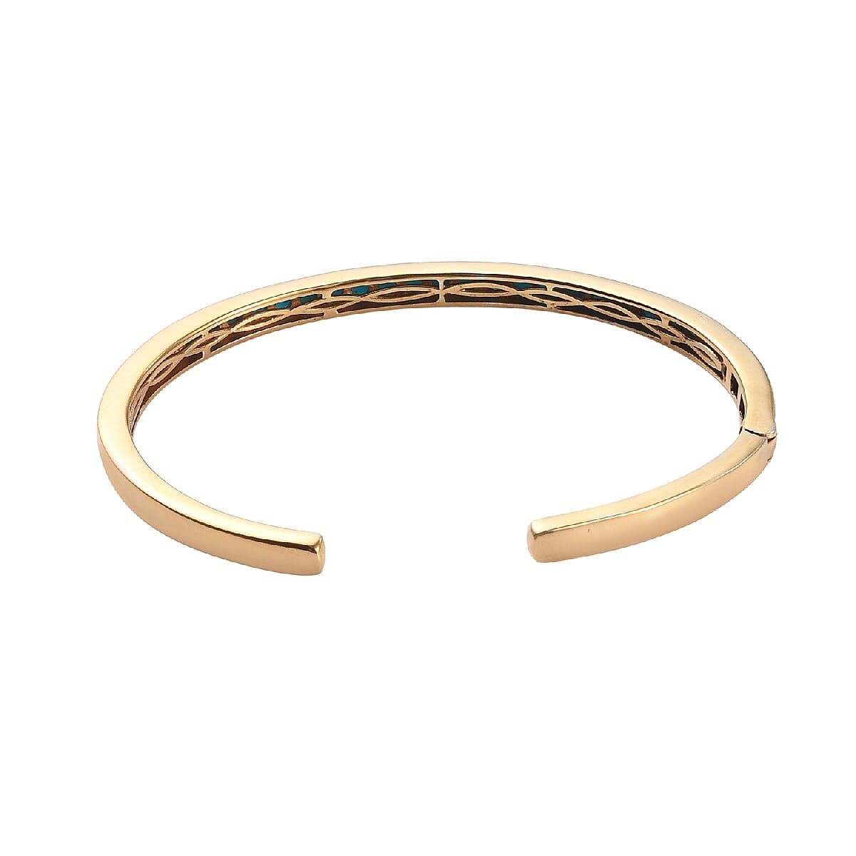 Arizona Sleeping Beauty Turquoise Cuff Bangle (Size 7.5) in 14K Gold Overlay Sterling Silver 2.750 Ct, Silver wt 17.45 Gms