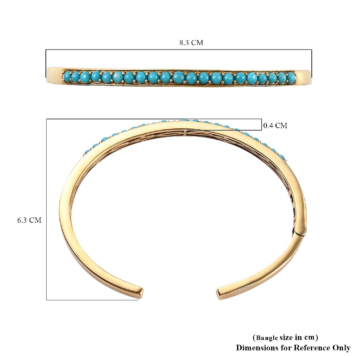 Arizona Sleeping Beauty Turquoise Cuff Bangle (Size 7.5) in 14K Gold Overlay Sterling Silver 2.750 Ct, Silver wt 17.45 Gms