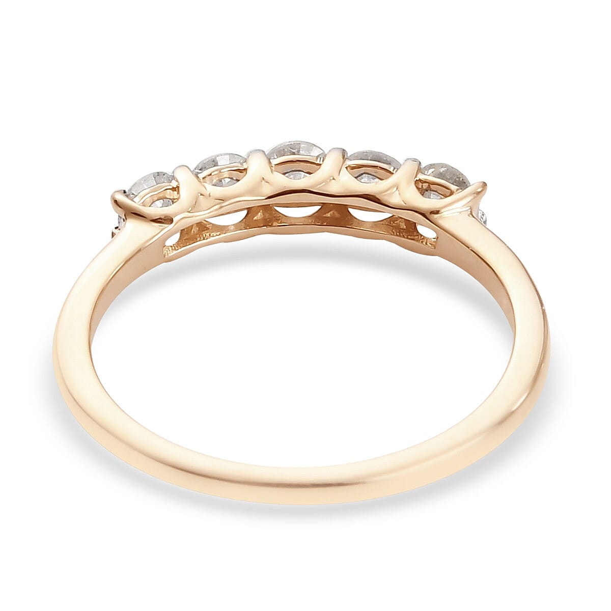 9K Yellow Gold SGL Certified Diamond (I3/G-H) 5-Stone Ring 0.50 Ct.