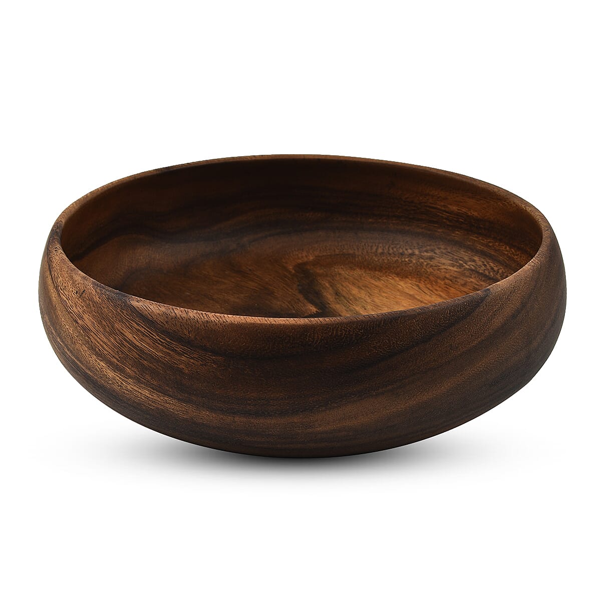 Nakkashi - Handmade Wood Round Curved Bowl (Size 25x25x8cm)