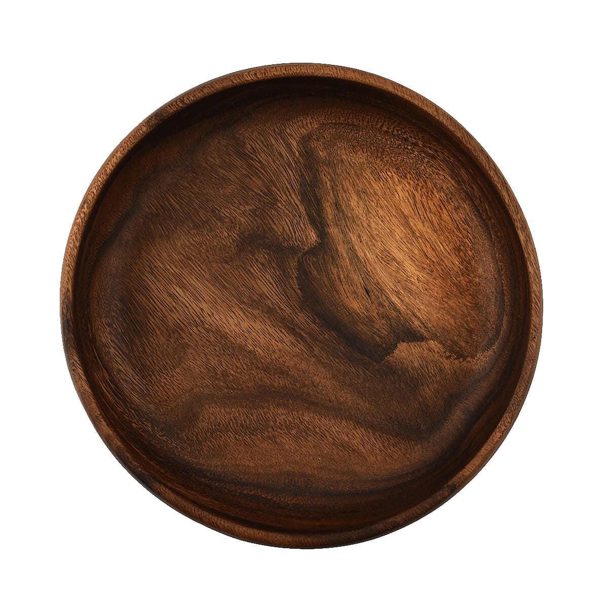Nakkashi - Handmade Wood Round Curved Bowl (Size 25x25x8cm)