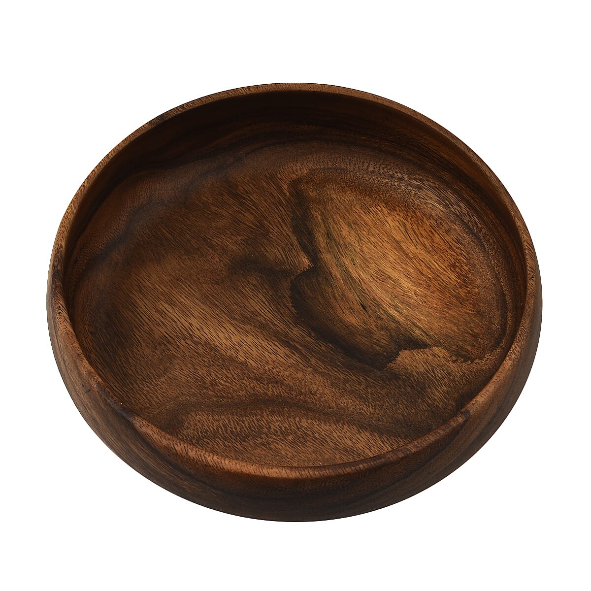 Nakkashi - Handmade Wood Round Curved Bowl (Size 25x25x8cm)