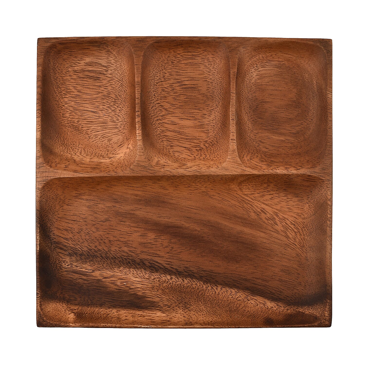 Nakkashi - Handmade Wood Square Tray with 4 Compartment (Size 25x25x3Cm)