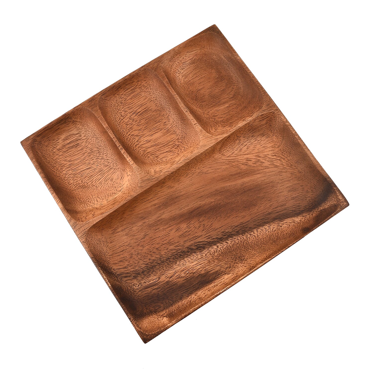 Nakkashi - Handmade Wood Square Tray with 4 Compartment (Size 25x25x3Cm)