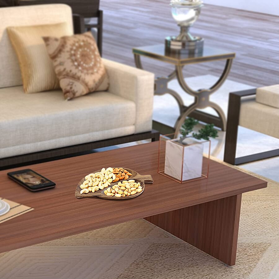 Handmade Wood Leaf Tray with 2 Compartment (Size 26x18x3Cm)