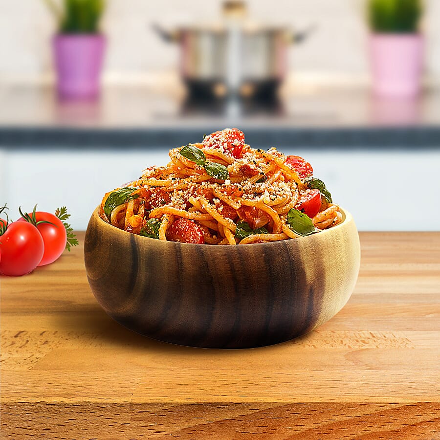 Nakkashi - Set of 4 - Handmade Wood Round Curved Bowl (Size 10x10x4Cm)