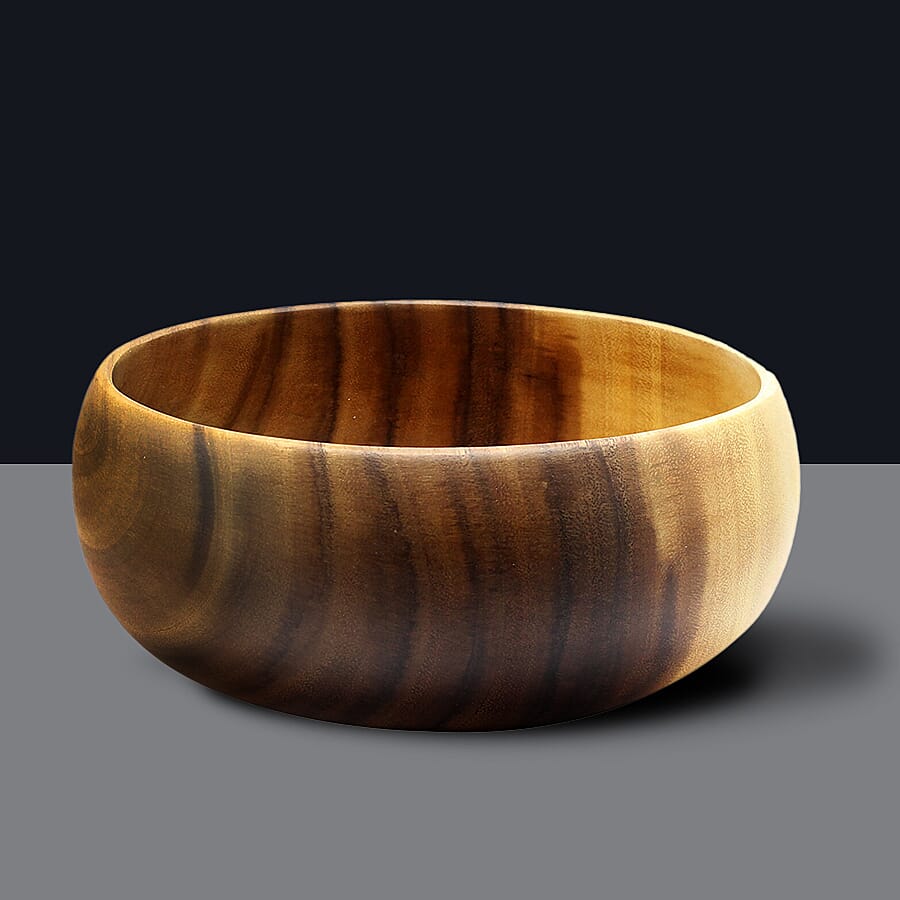 Nakkashi - Set of 4 - Handmade Wood Round Curved Bowl (Size 10x10x4Cm)