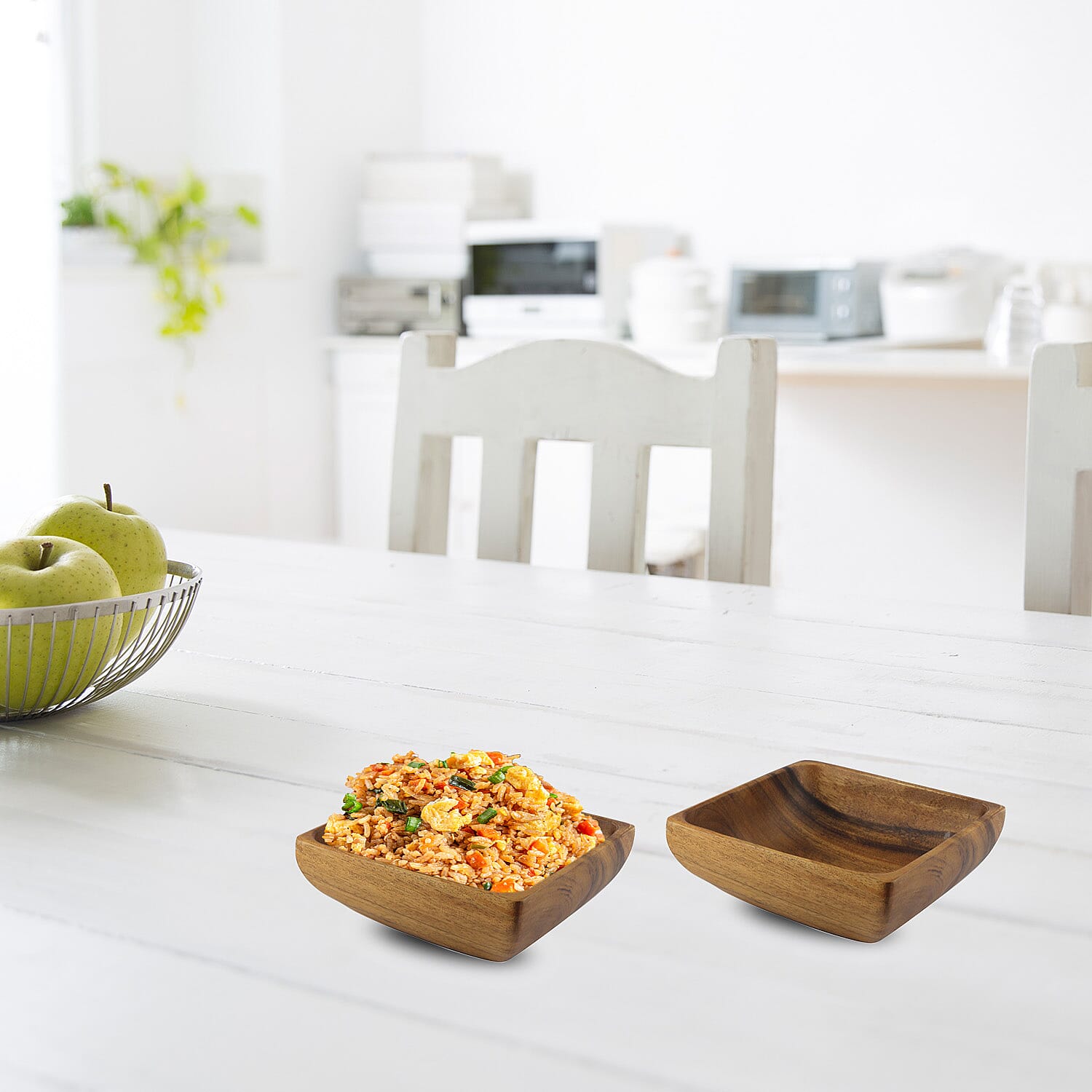 Nakkashi - Set of 4 - Handmade Wood Square Bowl (Size 9x9x4Cm)