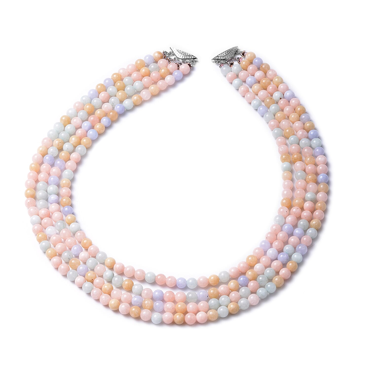 Multi Beryl Necklace (Size 16) in Rhodium Overlay Sterling Silver 507.50 Ct.