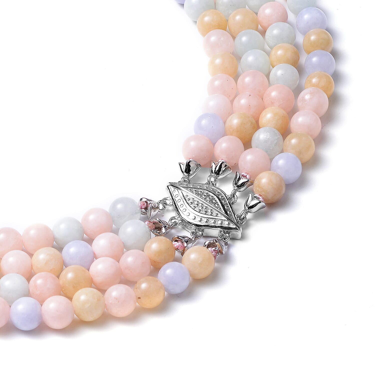 Multi Beryl Necklace (Size 16) in Rhodium Overlay Sterling Silver 507.50 Ct.