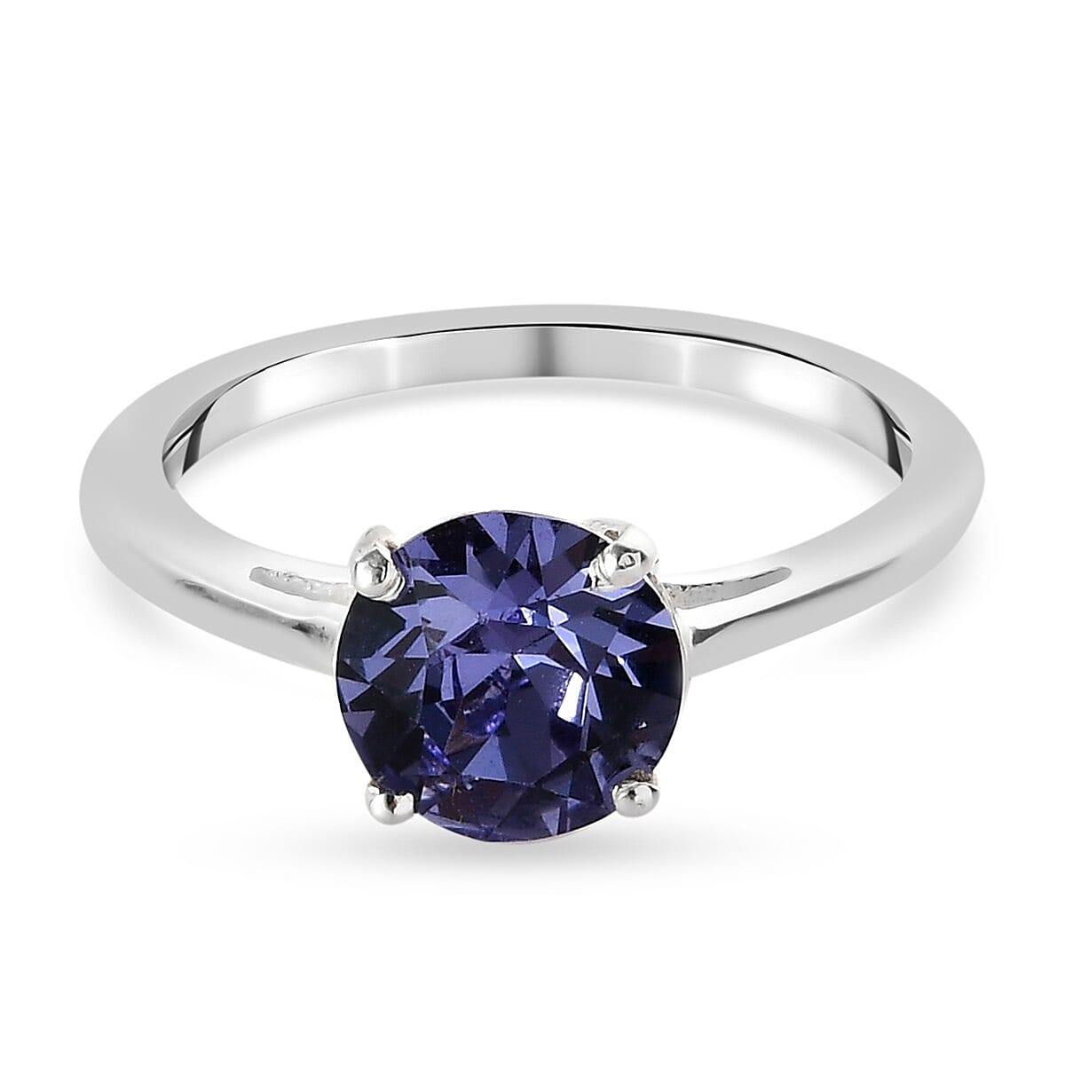 J Francis 3 Piece Set -  Crystal from Finest CZ Tanzanite Colour Crystal Solitaire Ring, Pendant and Stud Earrings (with Push Back) in Sterling Silver