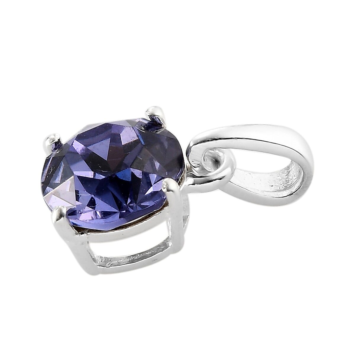 J Francis 3 Piece Set -  Crystal from Finest CZ Tanzanite Colour Crystal Solitaire Ring, Pendant and Stud Earrings (with Push Back) in Sterling Silver