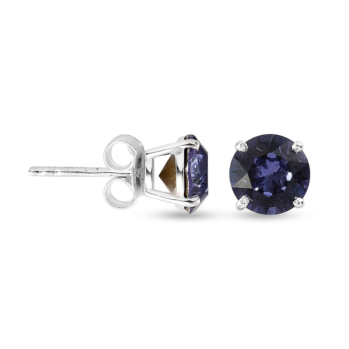 J Francis 3 Piece Set -  Crystal from Finest CZ Tanzanite Colour Crystal Solitaire Ring, Pendant and Stud Earrings (with Push Back) in Sterling Silver
