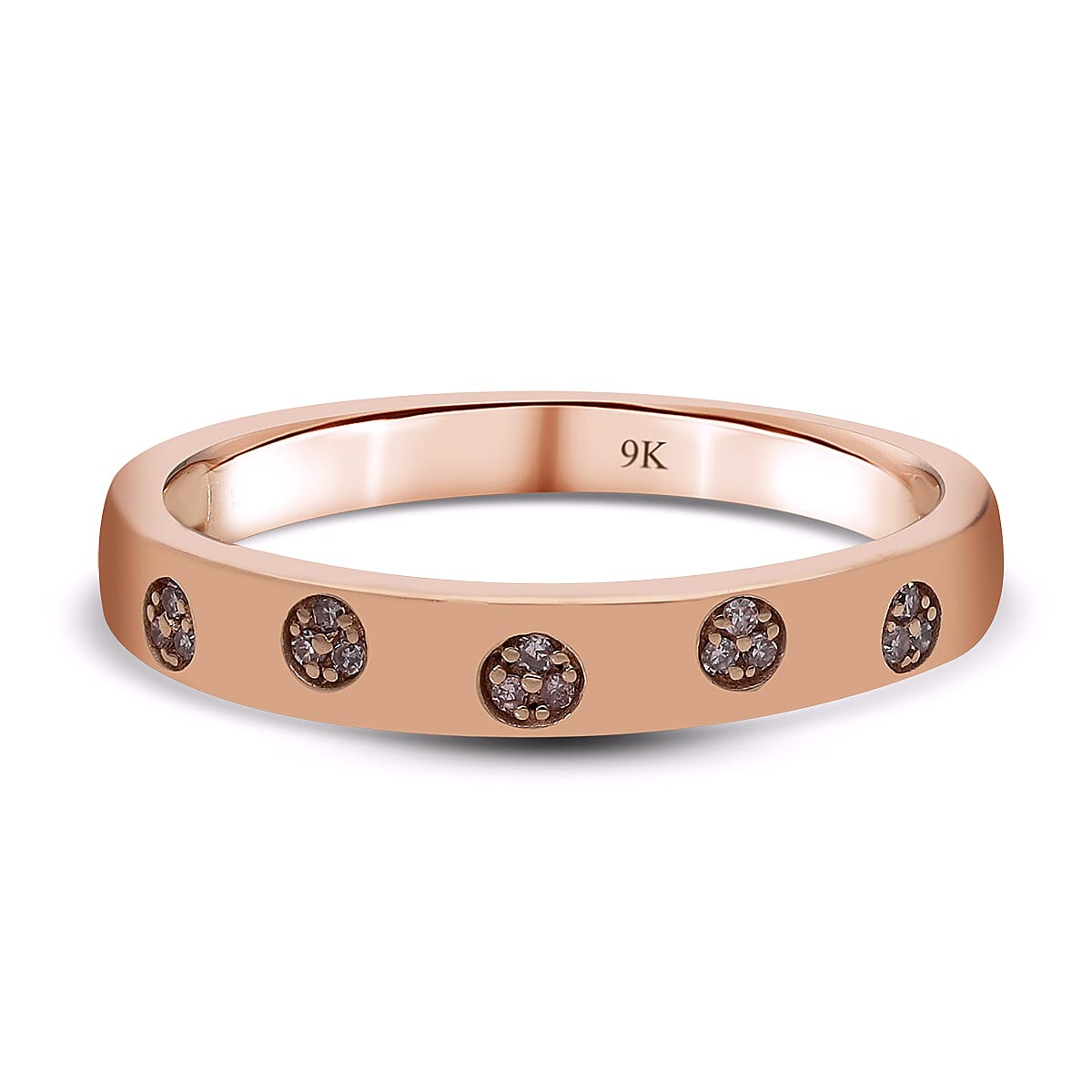 9K Rose Gold Pink Diamond Ring Band Ring