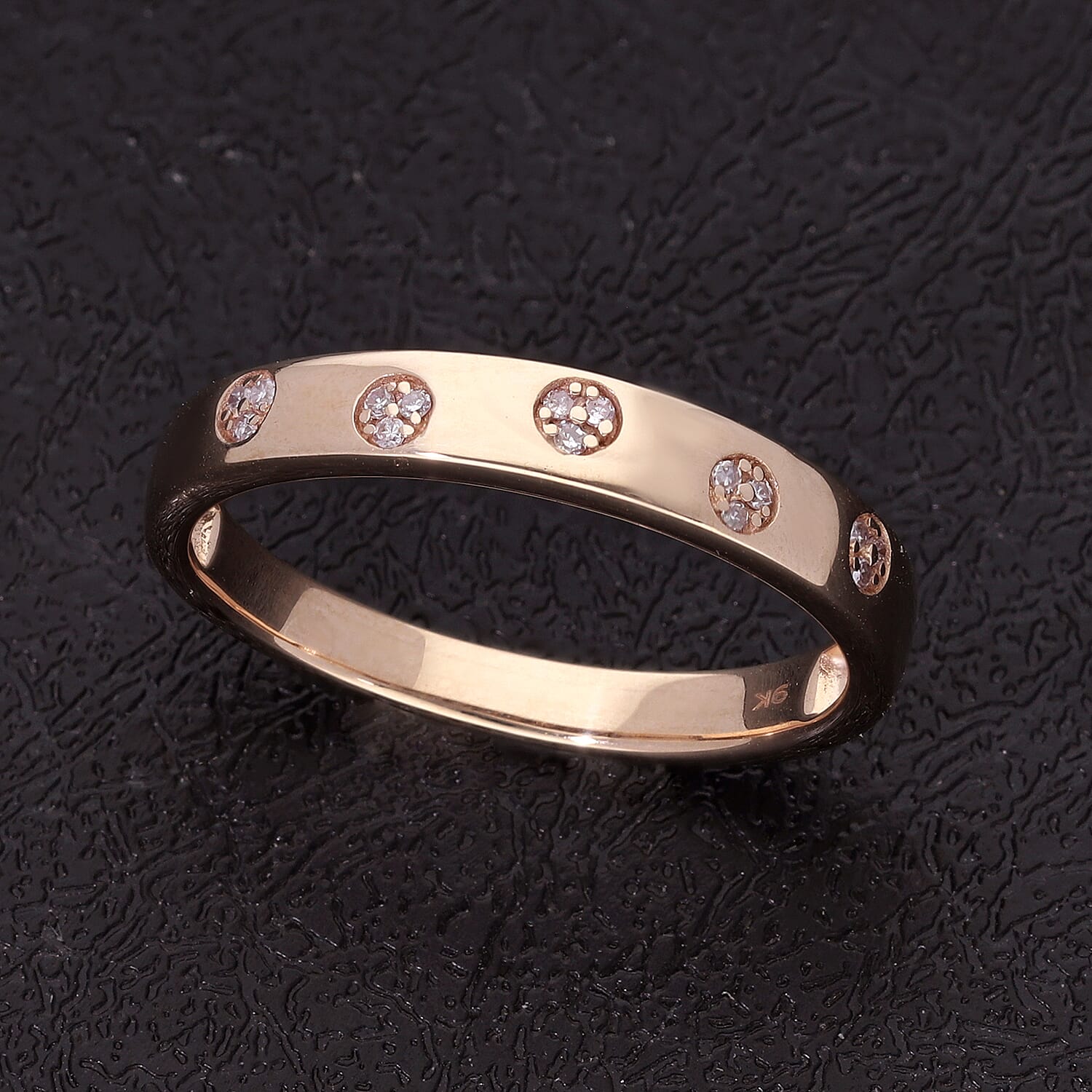 9K Rose Gold Pink Diamond Ring Band Ring