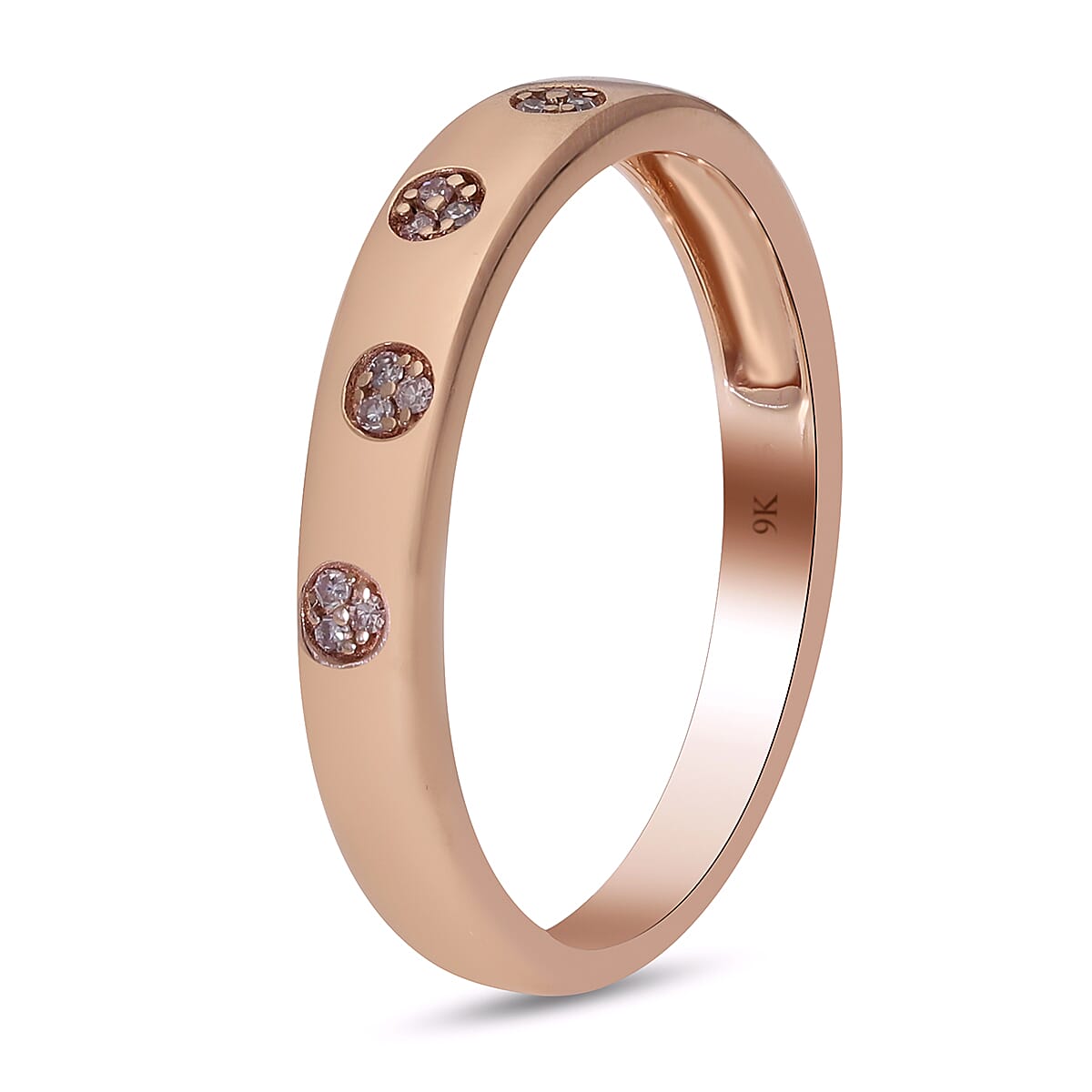 9K Rose Gold Pink Diamond Ring Band Ring