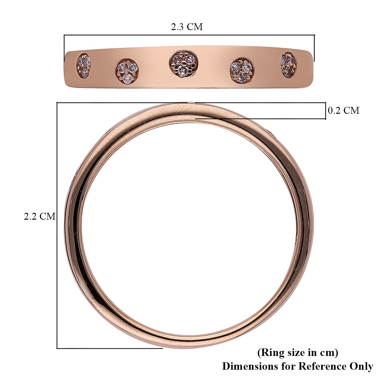 9K Rose Gold Pink Diamond Ring Band Ring