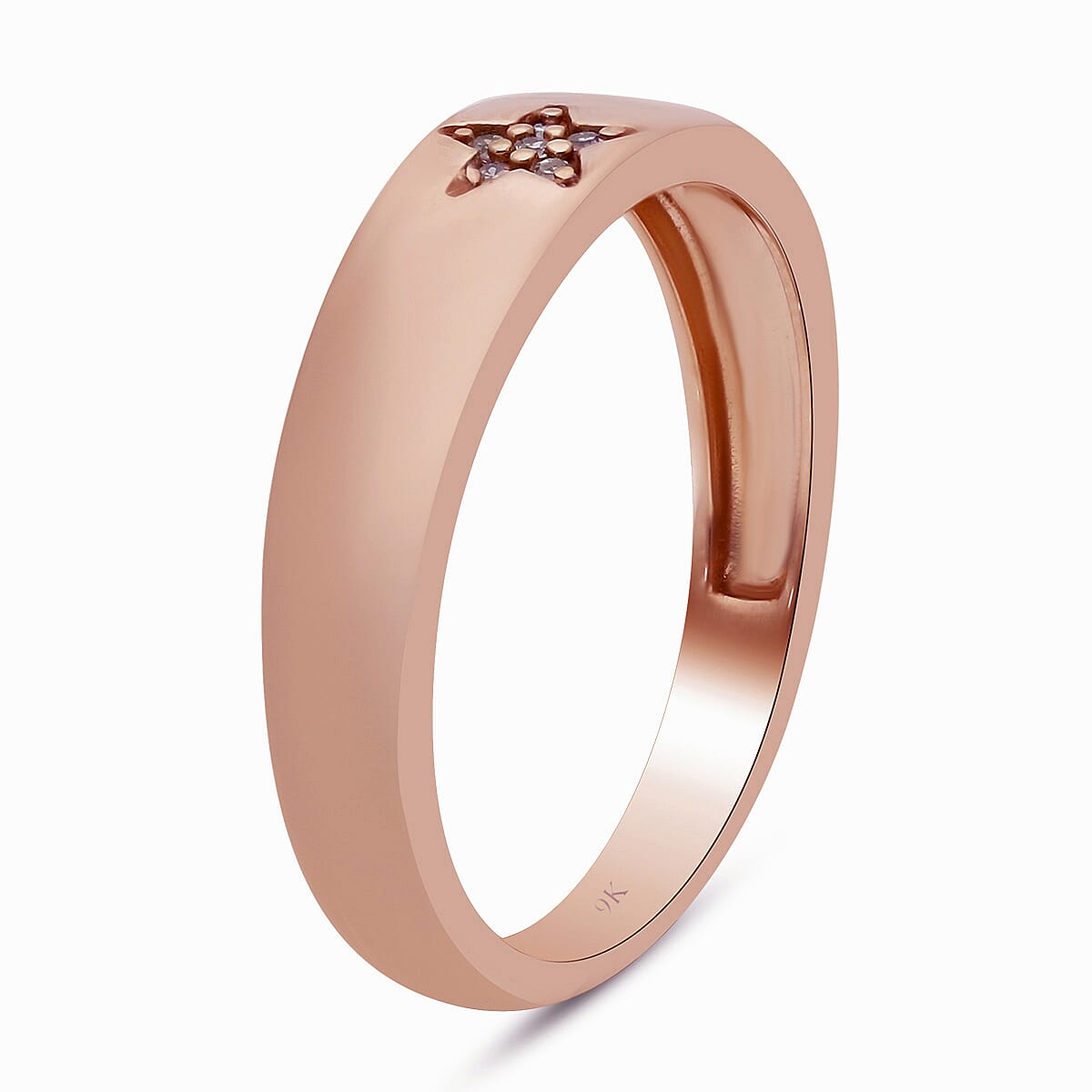 9K Rose Gold Pink Diamond Star Ring