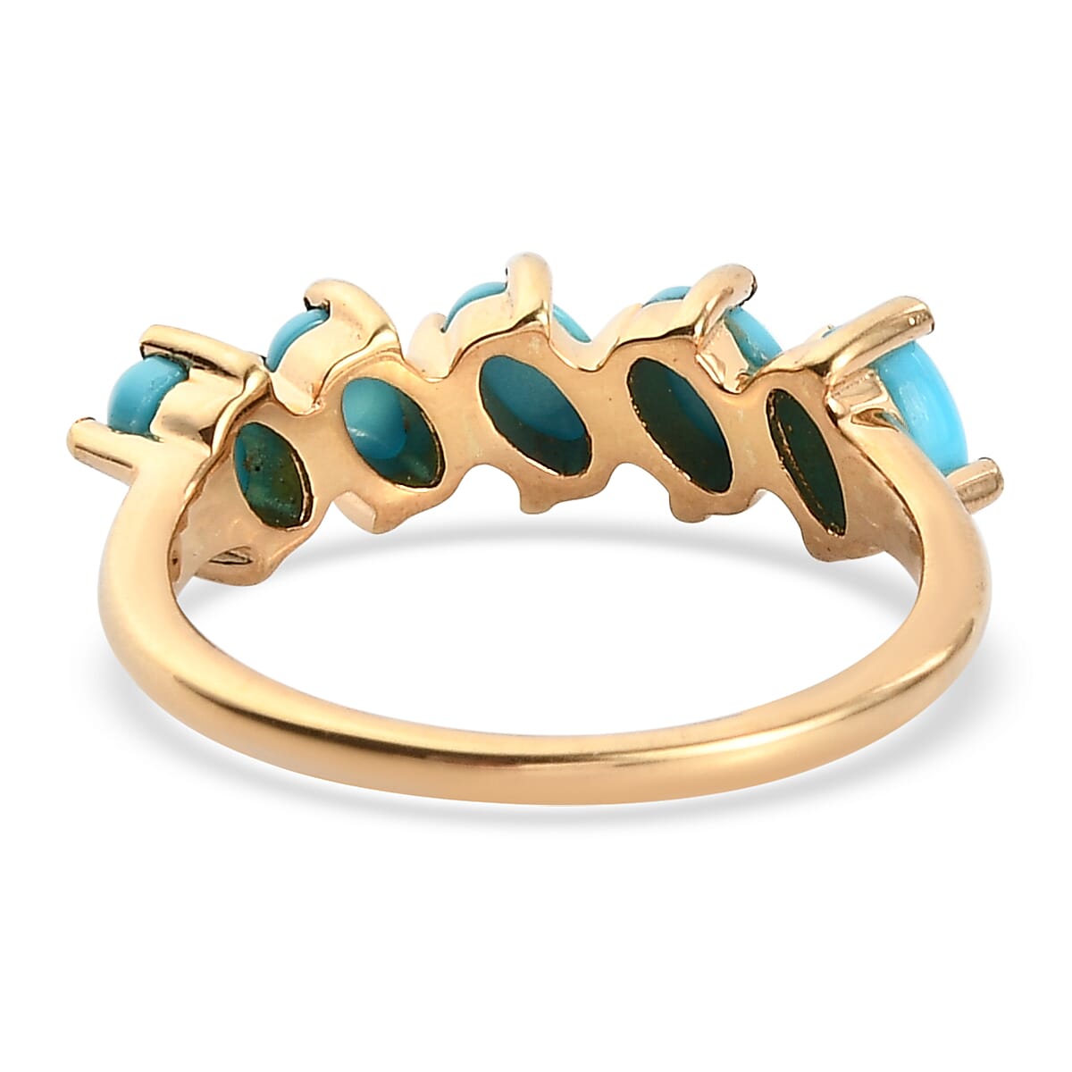 Arizona Sleeping Beauty Turquoise 5 Stone Ring in 14K Gold Overlay Sterling Silver 1.44 Ct.