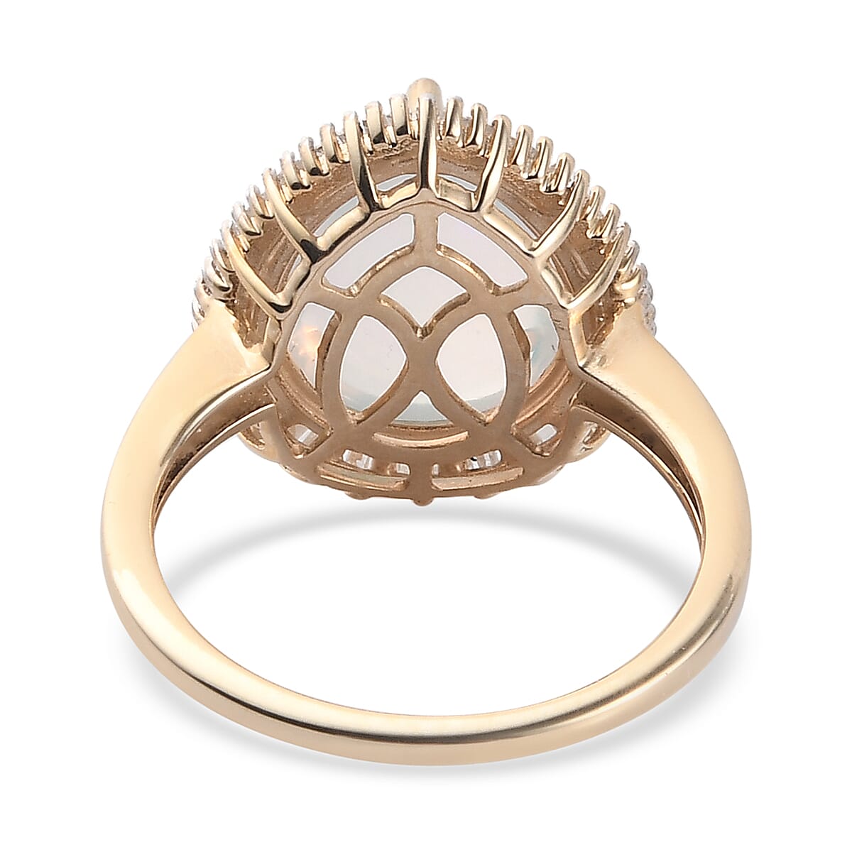 9K Yellow Gold Ethiopian Welo Opal and Diamond Ring 3.46 Ct.