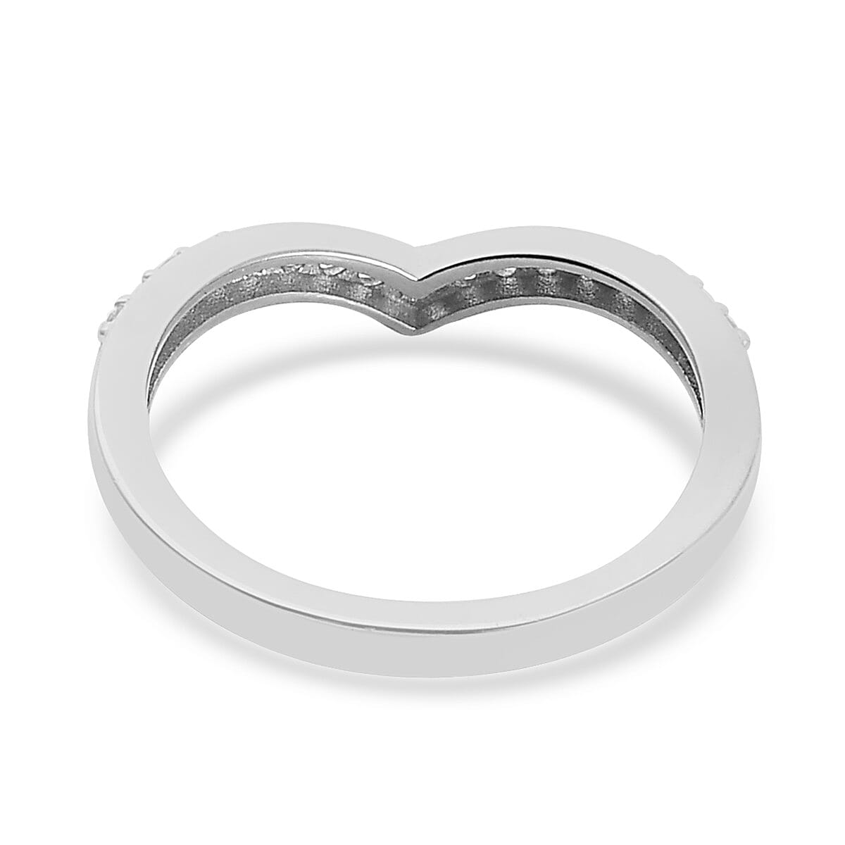 Rainbow Sapphire Wishbone Ring in Platinum Overlay Sterling Silver