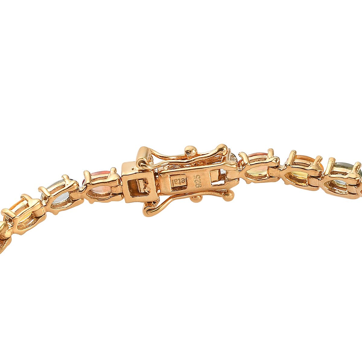 Yellow Sapphire, Green Sapphire and Orange Sapphire Bracelet (Size 7.5) in 14K Gold Overlay Sterling Silver 10.040 Ct. Silver Wt. 8.19 Gms