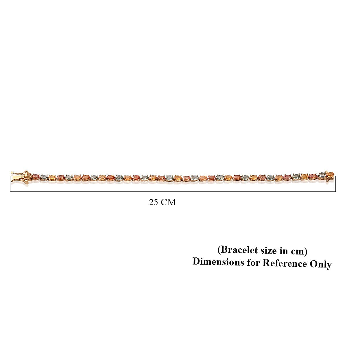 Yellow Sapphire, Green Sapphire and Orange Sapphire Bracelet (Size 7.5) in 14K Gold Overlay Sterling Silver 10.040 Ct. Silver Wt. 8.19 Gms