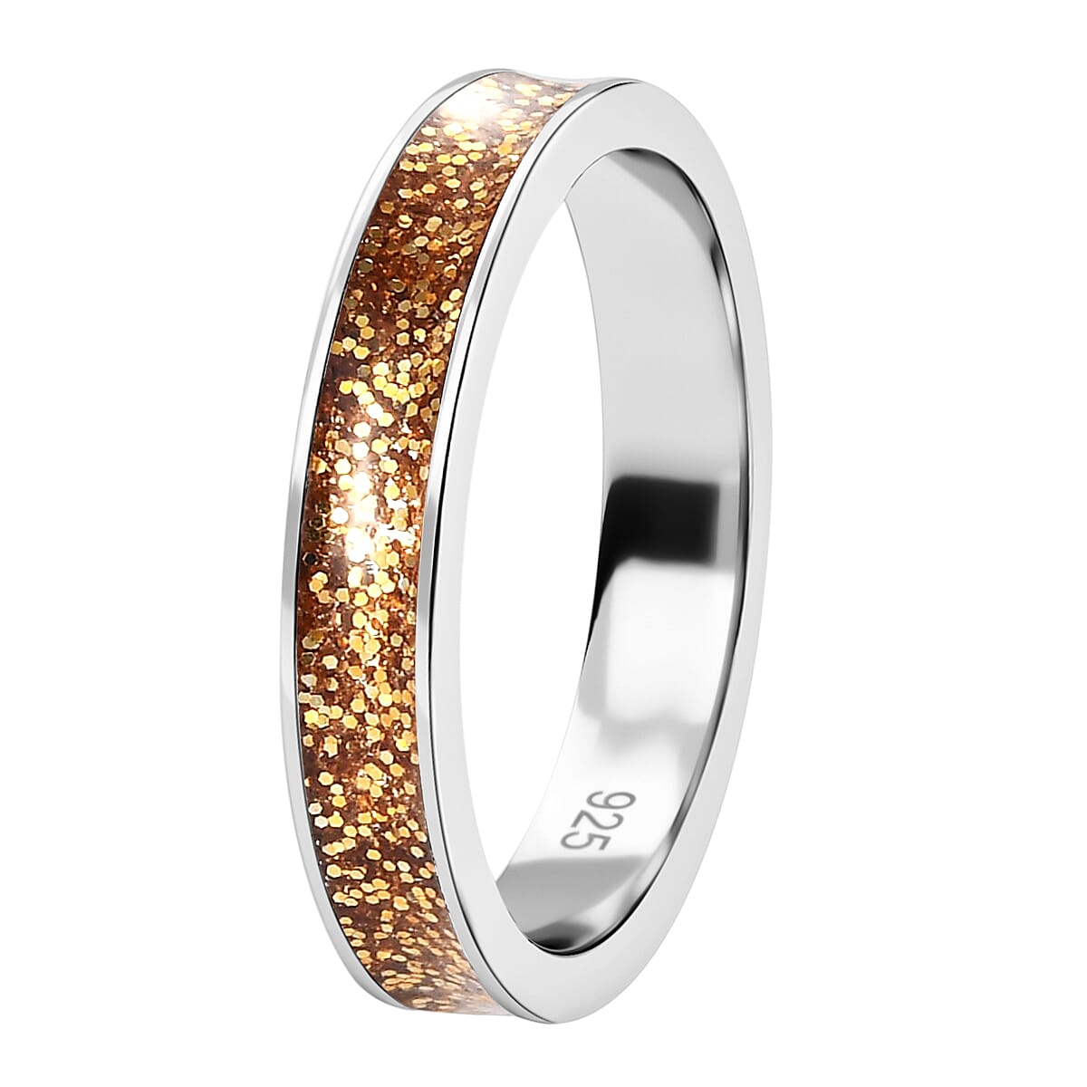 Sterling Silver Golden Smalto Band Ring