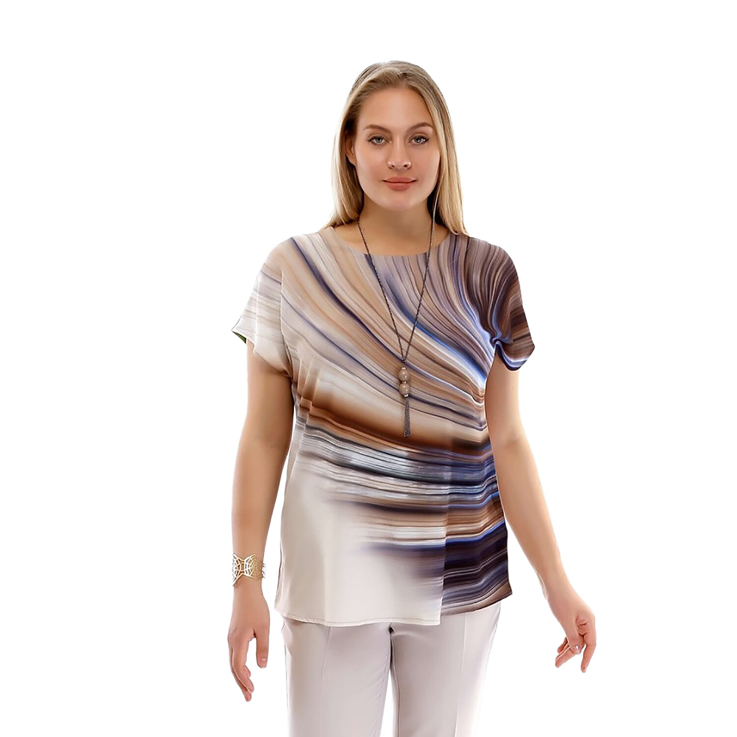 Jovie Comfortable Low Sleeve Top (Size M)- Pink & Multi