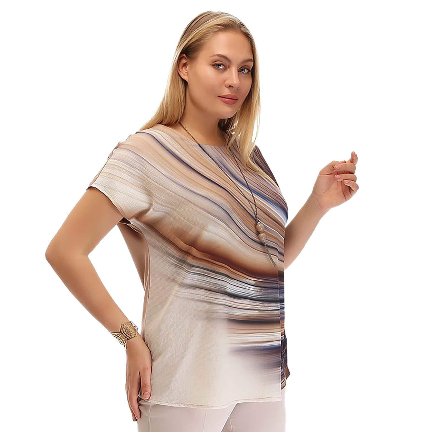 Jovie Comfortable Low Sleeve Top (Size M)- Pink & Multi