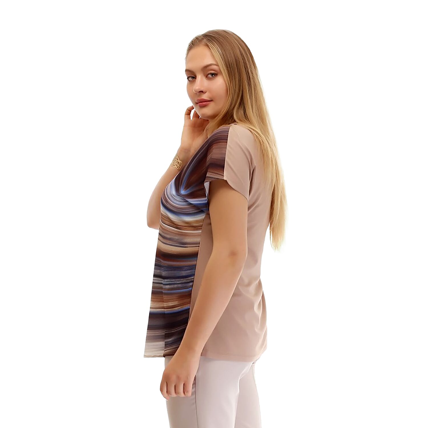 Jovie Comfortable Low Sleeve Top (Size M)- Pink & Multi