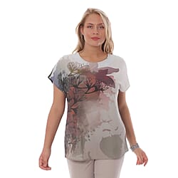 Jovie Floral Pattern Low Sleeve Blouse (Size S)- Grey