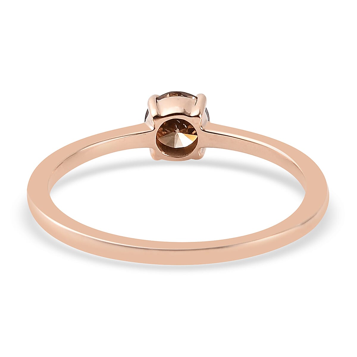 9K Rose Gold SGL Certified Natural Champagne Diamond (I3) Solitaire Ring 0.50 Ct.