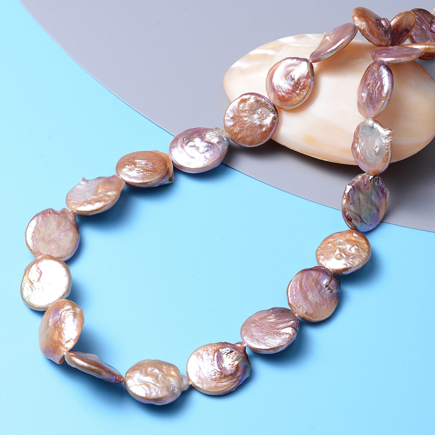 Multi Colour Baroque Pearl Necklace (Size 20) in Rhodium Overlay Sterling Silver