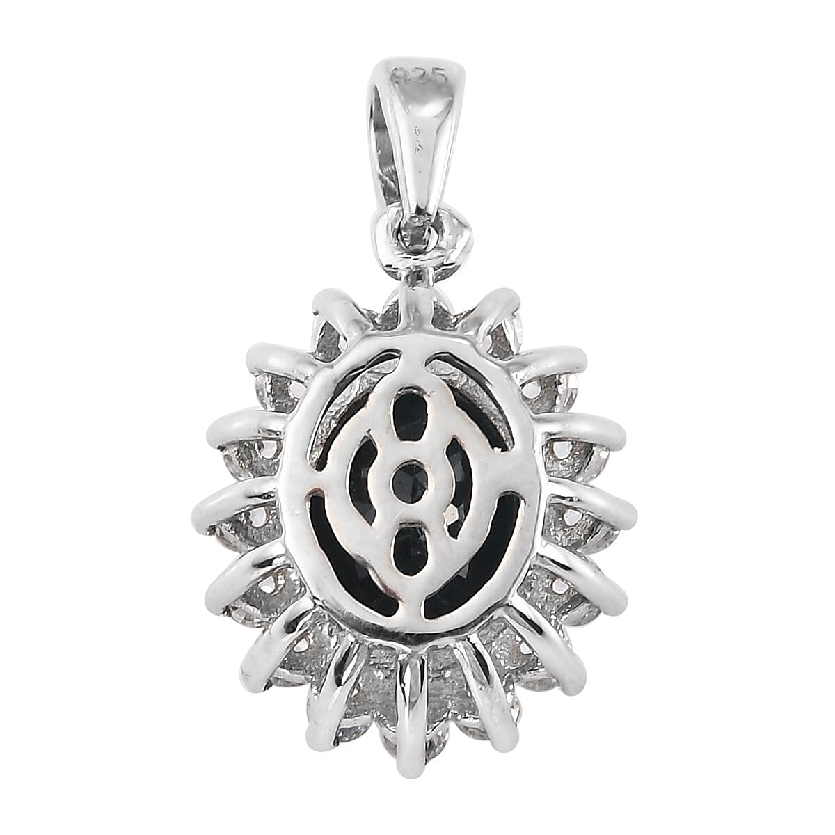 Teal Grandidierite and Natural Cambodian Zircon Pendant in Platinum Overlay Sterling Silver 3.070 Ct.