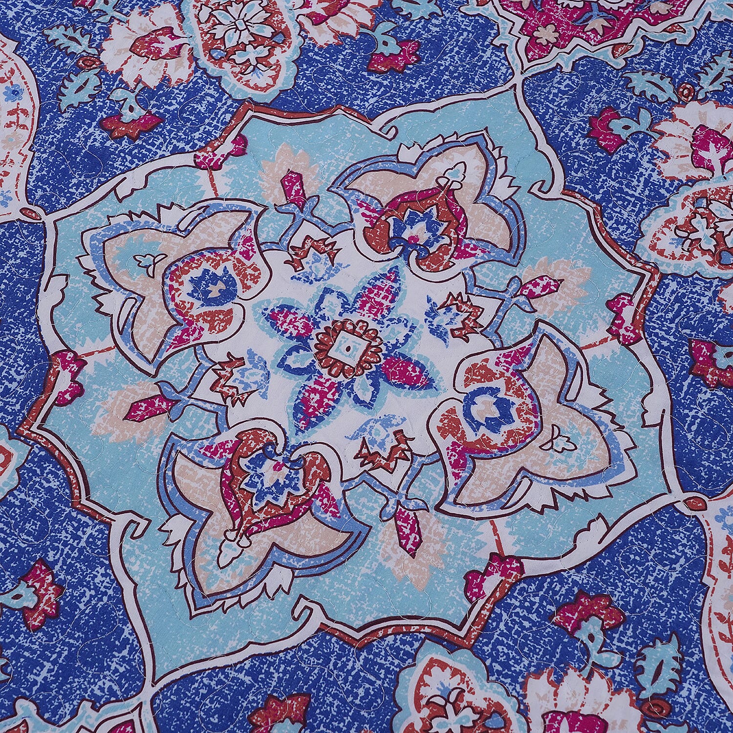 3 Pieces Set - Pigment Pattern Quilt (260x240Cm) with 2 Pillow Cases (70x50x2Cm) - Light Blue