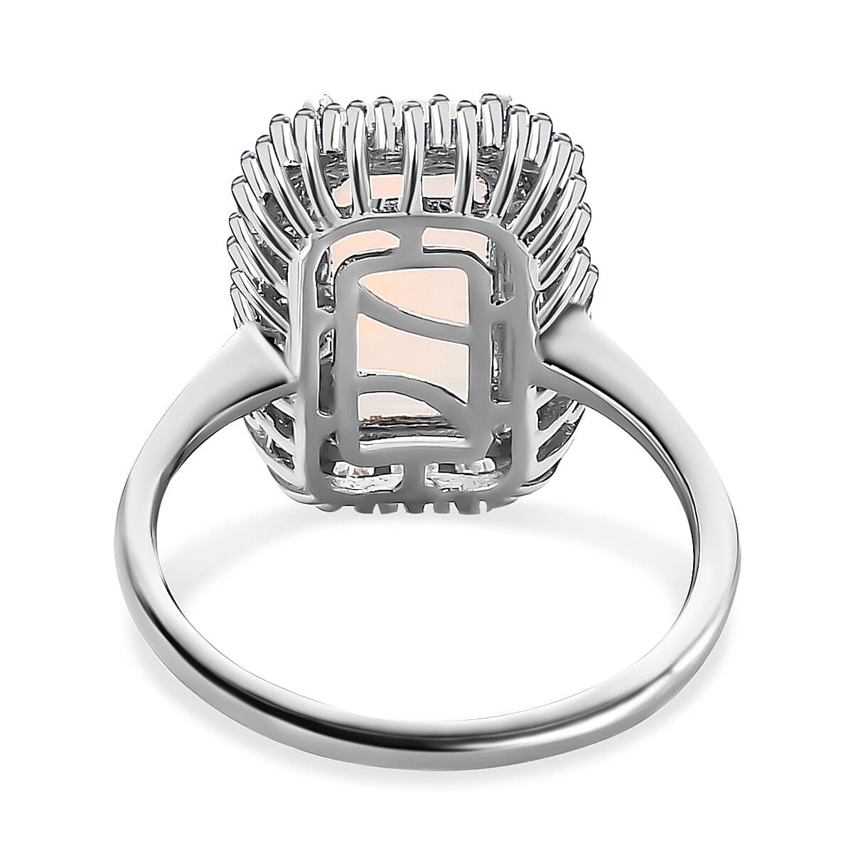 AAA Ethiopian Welo Opal and Diamond Ring in Platinum Overlay Sterling Silver 2.22 Ct.