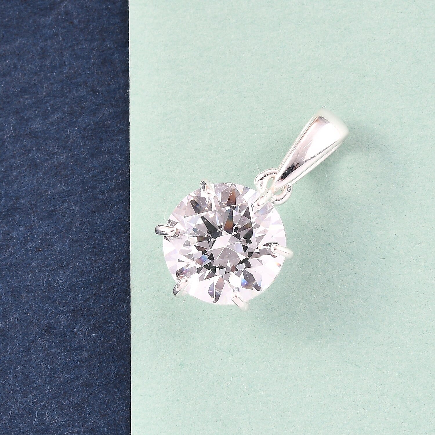 Lustro Stella Sterling Silver Pendant Made with Finest CZ 1.50 Ct.