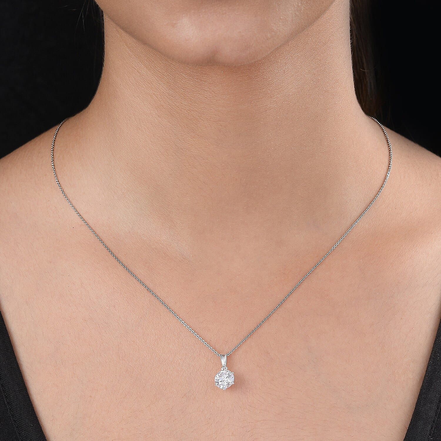 Lustro Stella Sterling Silver Pendant Made with Finest CZ 1.50 Ct.