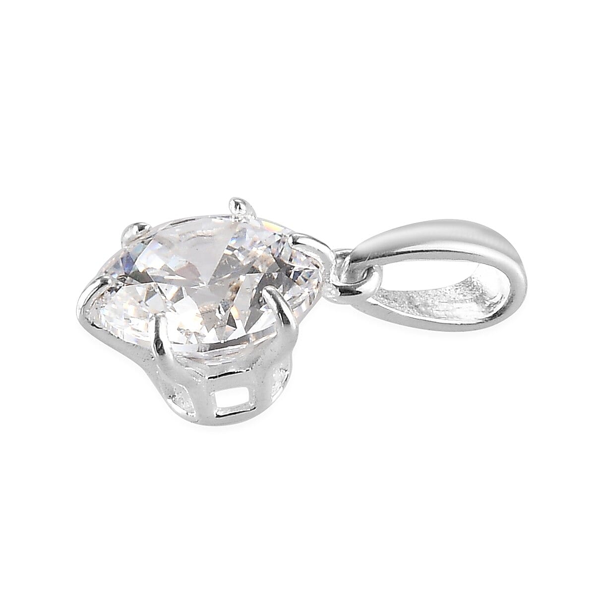 Lustro Stella Sterling Silver Pendant Made with Finest CZ 1.50 Ct.