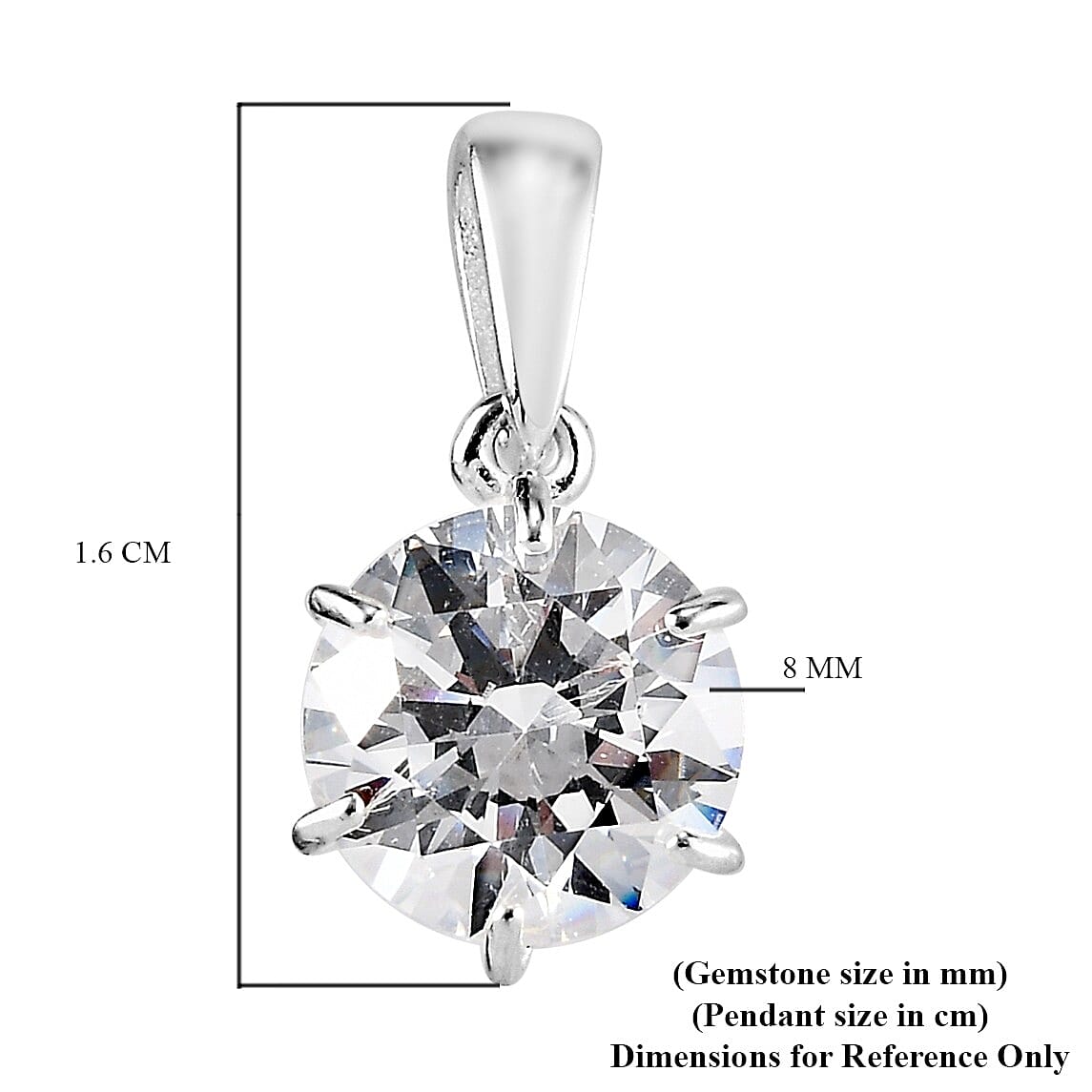Lustro Stella Sterling Silver Pendant Made with Finest CZ 1.50 Ct.