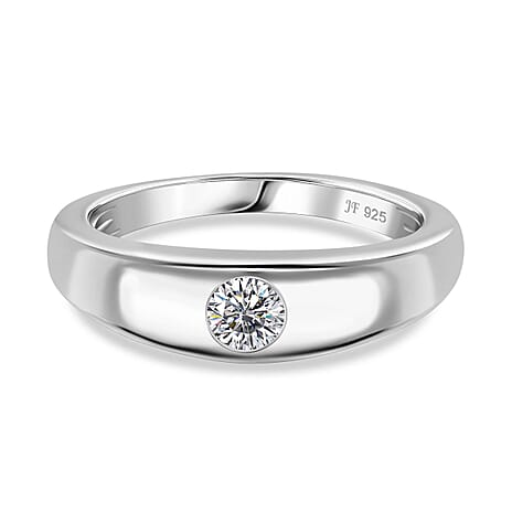 Lustro Stella Platinum Overlay Sterling Silver Band Ring Made with Finest CZ 0.50 Ct.