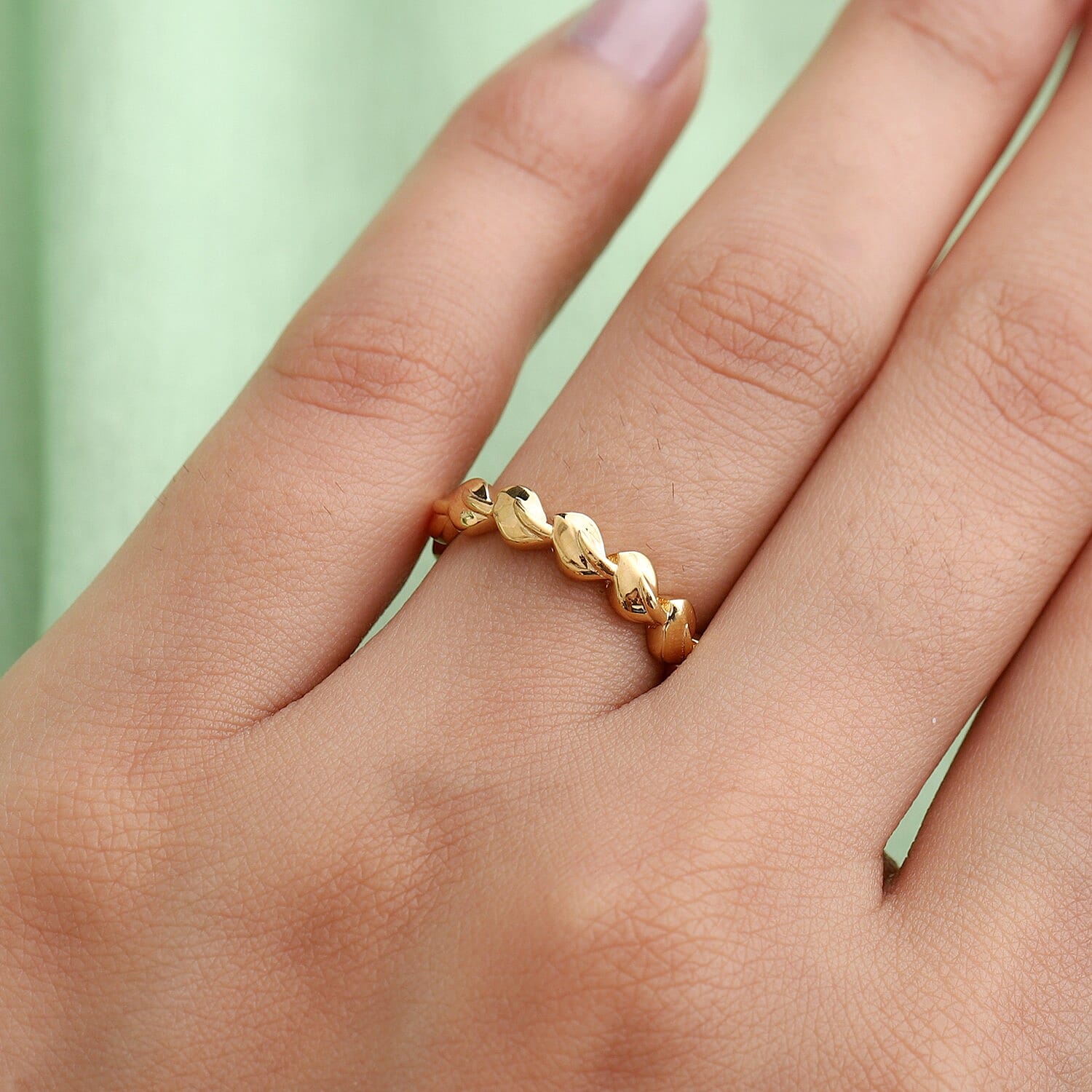 NATURE LOVERS - 14K Gold Overlay Sterling Silver Leaf Band Ring