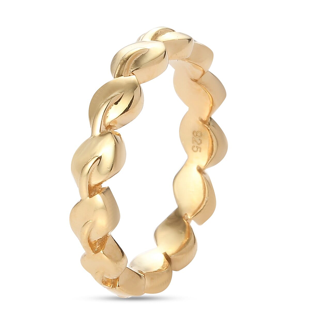 NATURE LOVERS - 14K Gold Overlay Sterling Silver Leaf Band Ring