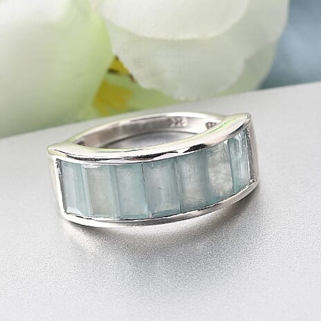 Grandidierite Half Eternity Ring in Platinum Overlay Sterling Silver 2.46 Ct.