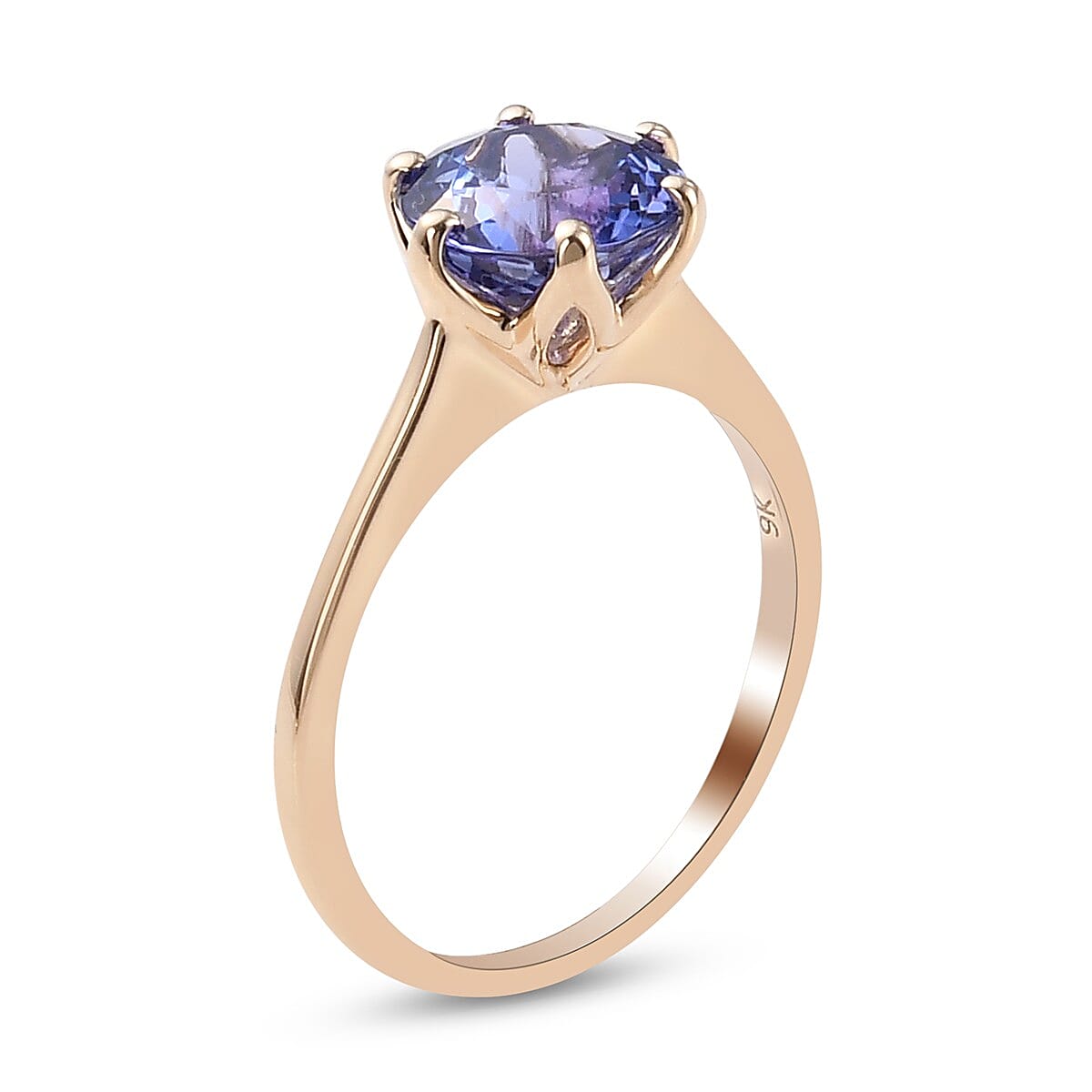 9K Yellow Gold Premium Round Cut Tanzanite Solitaire Ring 2.00 Ct.