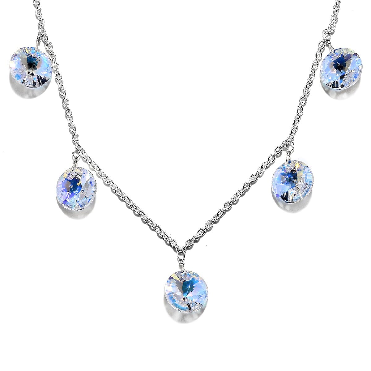 Lustro Stella AB Crystal Necklace (Size 18) in Sterling Silver