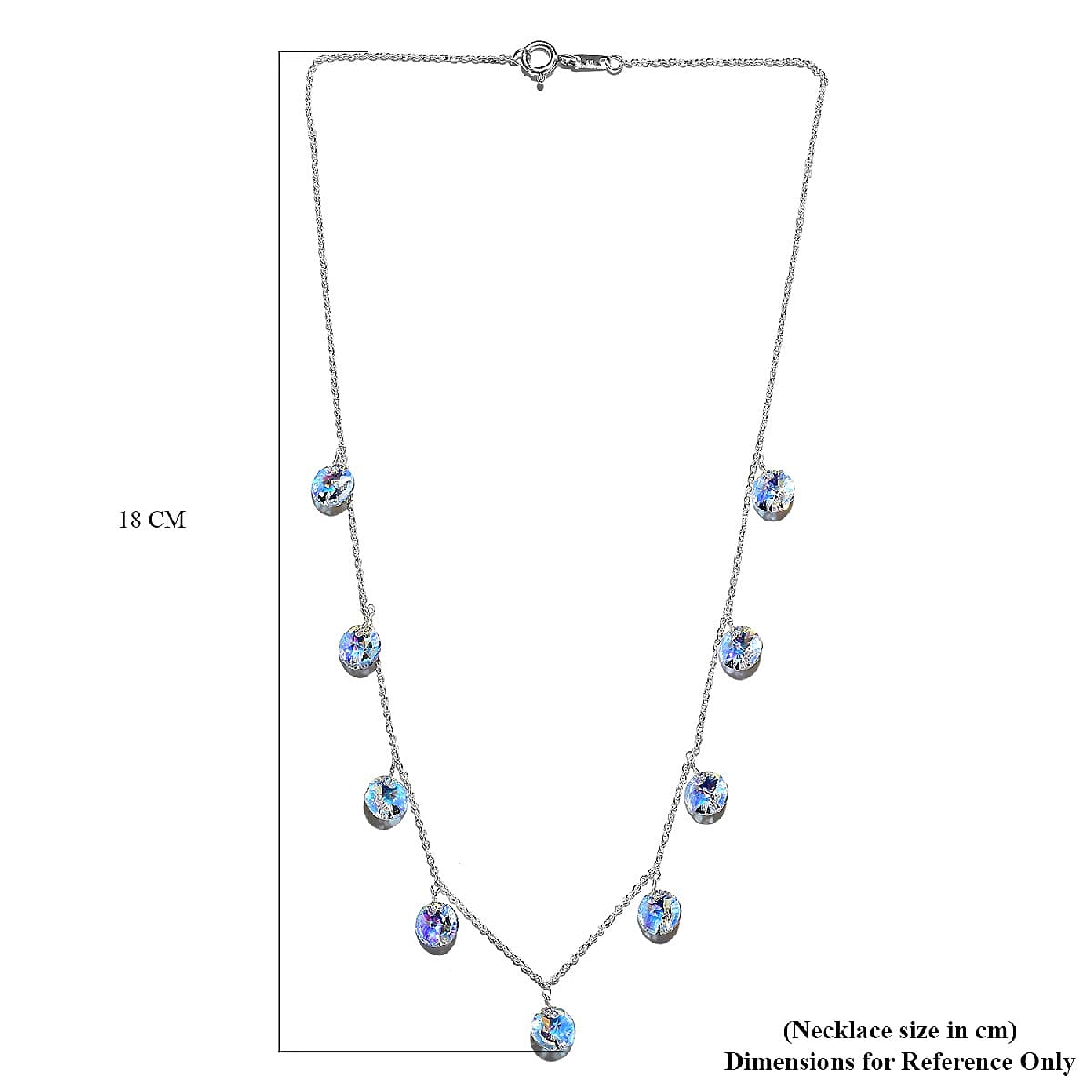 Lustro Stella AB Crystal Necklace (Size 18) in Sterling Silver