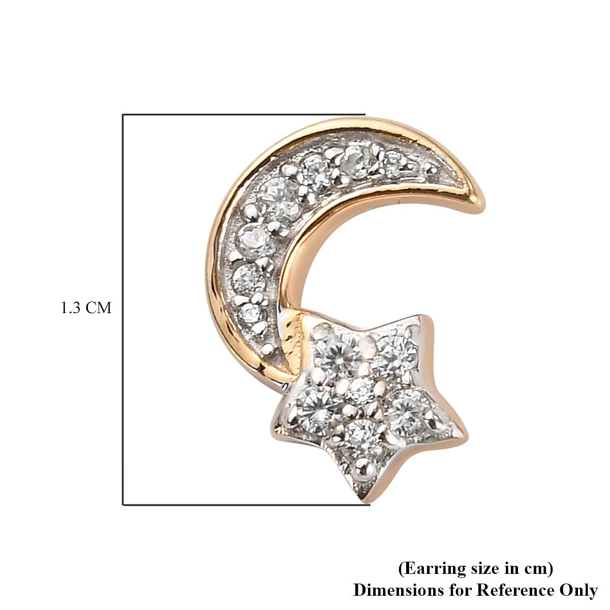 GP Celestial Dream Collection - Natural Cambodian Zircon and Kanchanaburi Blue Sapphire Star and Moon Earrings in 14K Gold Overlay Sterling Silver