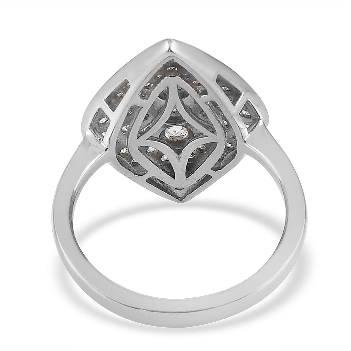 Lustro Stella Platinum Overlay Sterling Silver Ring Made with Finest CZ 2.14 Ct.